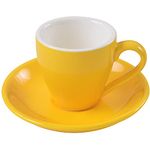 ionEgg Porcelain Espresso Cup with Saucer, Espresso Shot Cup, Demitasse Cup, 80ml/2.7Oz, Yellow