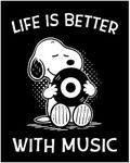 Life Is Better With Music – Playful Cartoon-Style Music Quote Wall Art Print, Typographic Decor for Room, Studio, Home, Office & Aesthetic Room Decor (Unframed, 8x10 Inches)
