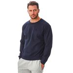 Iron Mountain IMSWT205 Mens Reclaimed Yarn Eco Friendly Anti Pil Top Jumper Pullover Sweater Crew Neck Soft Fleece Sweatshirt, Navy, S