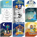 Qeeenar 60 Pcs Christmas Nativity Mini Activity Books for Kids Christian Bible Activity Books Bulk Kids Christmas Nativity Books Religious Prizes for Christmas Party Sunday School Church Bag Filler