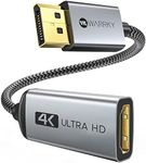 Warrky 4K DisplayPort to HDMI Adapter, [Metal Case, Gold-Plated Pins] Uni-Directional Display Port (DP) to HDMI Monitor Converter 1080P@120Hz Compatible for HP, AMD, NVIDIA. Male to Female. Passive