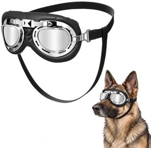Vintage Aviator Dog Goggles with Adjustable Strap, Pet Sunglasses, Black-C | Give your pup a photo-ready co-pilot look with windproof riding accessories that bring retro flair to your dog gear.