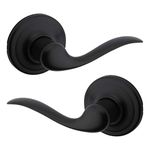 Kwikset 97200-816 Tustin Passage Lever for Hall or Closet Handle with a Traditional Wave Design for Interior Doors, Matte Black, 1 Pack