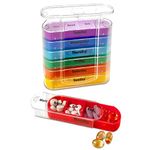 Weekly Stackable Pill Organizer,4 Times A Day Pill Organizer Box Morning, Noon, Evening, and Bedtime,7 Stackable Compartments