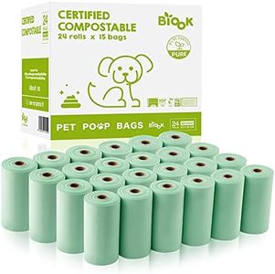 BIOOK Bolsas Caca Perro 100% Compostables con 1 Dispensador, Materiales Basados en PLA+PBAT+Almidón de Maíz, Ecológico, Sin Perfume, BPI ASTM D6400, EN13432 Ok Compost Certificación (360Bags)