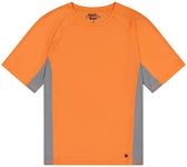 Beach Bros. Men's UPF 50+ Swim Shirt - Short Sleeve Quick Dry Rashguard - Orange/Grey Combo, Small