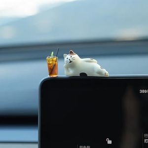 Cute Lucky Cat Collectibles Figurines Car Dashboard Decorations Accessories Interior for Women Men, Mini Animal Action Figures Statues for Rearview Mirrors Car Dash Board Decoration Windows Ornaments