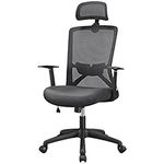 Yaheetech Ergonomic Office Chair Adjustable Computer Chair Heavy Duty Mesh Swivel Chair with Armrests/Headrest Back Support for Manager Work or Students Study Home Office Grey