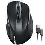 Tecknet M003 2.4G Ergonomic Wireless Mobile Optical Mouse with USB Nano Receiver (Black)