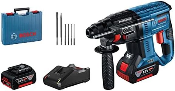 Bosch Professional 18V System GBH 18V-21 - Martillo perforador a batería (Brushless, 2,0 J, Ø máx. hormigón 21 mm, SDS plus, 2 baterías x 5.0 Ah, set 6 acc., en maletín) - Amazon Exclusive