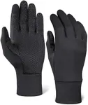 Tough Outdoors Touch Screen Running Gloves - Black Winter Glove Liners for Texting, Cycling, Exercise & Sports - Thin, Lightweight & Warm Cold Weather Thermal Gloves - Super Grippy Palm X-Large