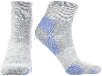 Doctor's Choice Diabetic Quarter Socks, Womens Diabetic Socks, Non-Binding, Half-Cushioned, & Seamless Toe Diabetic Socks for Women, 2 Pairs, Grey, Medium (Womens Shoe Size: 6-10)