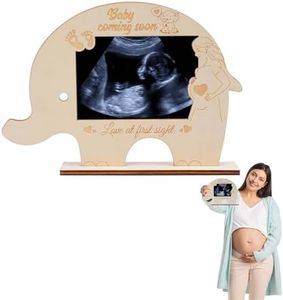 SUNYOK Marco de Fotos Ecografía para Sonograma diseñado elefante divertido para Ecografía de Bebé Portarretrato de Madera imagen ultrasónica baby Portafotos Ultrasonido regalo mamá futura Día de madre
