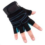 LAFILLETTE Shockproof Anti-slip Outdoor Professional Road Bike Bicycle Half Finger Cycling Gloves for Men Sport Gloves (Blue)