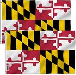 ANLEY Pack of 2 Fly Breeze 3x5 Foot Maryland State Polyester Flag - Vivid Color and UV Fade Resistant - Canvas Header and Double Stitched - Maryland MD Flags with Brass Grommets 3 X 5 Ft