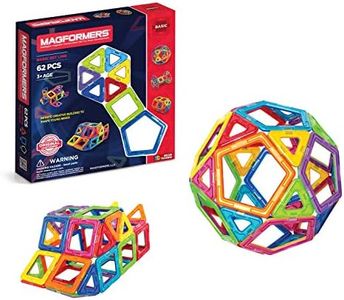 Magformers Basic Set (62-pieces) Magnetic Building Blocks, Educational Magnetic Tiles, Magnetic Building STEM Toy, Multi-colored, Model Number: 63070