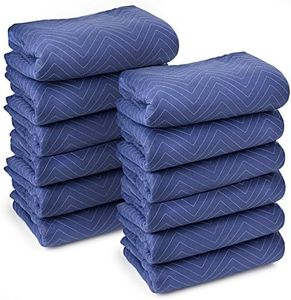 Sure-Max 12 Moving & Packing Blankets - Deluxe Pro - 80" x 72" (40 lb/dz weight) - Professional Quilted Shipping Furniture Pads Royal Blue