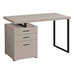 Monarch Specialties I 7644 Computer Desk, Home Office, Laptop, Left, Right Set-up, Storage Drawers, 48" L, Work, Metal, Laminate, Beige, Black, Contemporary