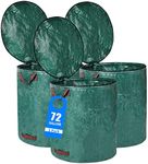 Pilntons 3 Pack 72 Gallons Reusable Yard Waste Bags with Lid Extra Large Lawn Leaf Bags Heavy Duty with 4 Handles Garden Waste Bags Container for Clean Up Outdoor Debris Leaves Grass Clippings