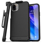 Encased iPhone 11 Pro Max Belt Clip Case (Thin Armor) Slim Grip Cover with Holster - Black