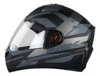 Steelbird SBA-1 R2K Full Face Graphics Helmet in Matt Finish with Clear Visor (Medium 580 MM, Matt Black Grey)