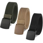 Kssvzz 3 Pcs Nylon Belts Men, Elastic 1.5" Work Belt for Men, Canvas Belt Men with Plastic Buckle, Adjustable Web Belts for Travel