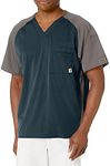 Carhartt Men's 2-Tone Raglan Sleeve Scrub Top, Navy, Large