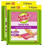 Scotch-Brite Sponge Wipe, Kitchen Cleaning Sponge, Reusable, Multi-Color, Easy to use (5N, Pack of 2)