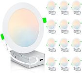 Sokopy 12Pack 6Inch 5CCT LED Recessed Slim Pot Light with Junction Box, 2700K/3000K/3500K/4000K/5000K Dimmable Recessed Downlight Ceiling Light, 12W Eqv 100W, 1050LM, ETL and Energy Star