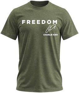 Freedom Shirt - Simple Freedom Text with Charlie Kirk Signature T Shirt for Men & Women Patriotic Tee Green Heather XXX-Large