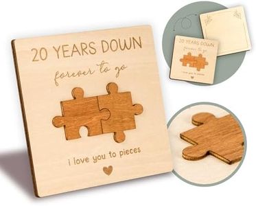 WOODAMORE Happy 20th Anniversary Card Gifts for Him Husband - 20 Year Anniversary Wood Gifts for Her Wife, 20th Wedding Anniversary Card Gifts for Couple, Twenty Years of Marriage Wood Gifts