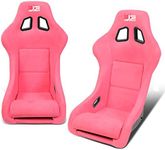 J2 Engineering Pair of Universal Stitching Reclinable Back Rest Racing Bucket Seats 4-Point 5-Point 6-Point Harnesses, 34" H X 23" W X 23" D, Pink, J2-RS-005-PK