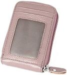 JIUFENG RFID Blocking Card Wallet Genuine Leather Credit Card Cases Cowhide Zipper Coin Purses for Women Men (Purple)