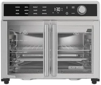 BLACK+DECKER Crisp 'N Bake Air Fryer Toaster Oven Combo, 12 in 1 Countertop Convection Oven Cooks Food Fast, Fits a Whole Pizza or 6 Toast Slices, French Doors with Stainless Steel Finish