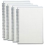 4 Pack A5 Spiral Notebook Grid, 160-Page 80-Sheet 5.5 x 8 inch, Graph Paper Quad Ruled Notebooks for School Supplies, College Students