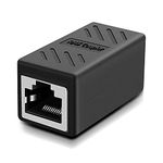 ikis - 8P8C F Ethernet Cable Extender Adapter for Pc, Laptops, Rj45 Hub, Rj45 Tv, Routers, Switch, Printers, Projectors, Etc (Black)