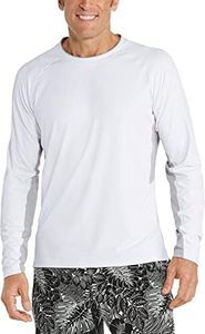 Coolibar UPF 50+ Men's Ultimate Long Sleeve Rash Guard - Sun Protective (Large- White)