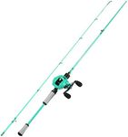 One Bass Fishing Rod Reel Combo, Baitcasting Fishing Pole with Graphite 2Pc Blanks - Turquoisee- Right Handed - 6'