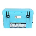 iROCKER 45L Roto-Molded Cooler, Heavy Duty Ice Box Equipped with Quick Drain Water Release Valve, 26" x W 15" x H 16", Sky Blue