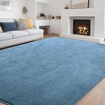 Rugs Living Room Large 160x230 cm Super Soft and Fluffy Rugs for Bedroom, Modern Plain Fluffy Area Rugs Machine Washable Anti-Slip Carpet, Dusk Blue Rug