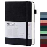 MGGAO A5 Ruled Journal 100 GMS Lined Thick Paper with 188 Numbered Pages Premium Leather Hardcover Notebook for Personal Writing Study Office Travel Recording (Black,Ruled)