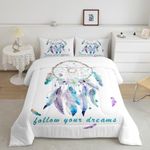 Dreamcatcher Comforter Set Boho Dream Catcher Bedding Set for Kids Boys Girls Teens Decor Indian Hippie Feather Print Comforter Native American Duvet Set 2Pcs Twin Size