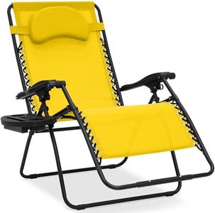 Best Choice Products Oversized Zero Gravity Chair, Folding Outdoor Patio Lounge Recliner w/Cup Holder Accessory Tray, Pillow - Sunflower Yellow