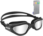 OMID Kids Swim Goggles, P2 Comfortable Polarized Unisex-child Swimming Goggles, Anti-Fog No Leaking Swim Goggles with UV Protection Age 6-14 (Allblack Silver)
