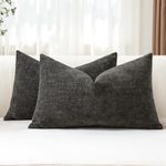 JOTOM Set of 2 Cushion Covers 30x50 cm Soft Chenille Dark Grey Decorative Throw Pillow Covers 12x20 Inch Lumbar Cushion Case Solid Pillowcases for Couch Sofa Living Room Bed Home Decor (Dark Grey)