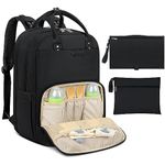 Baby Changing Bag Backpack with Portable Changing Mat Waterproof Nappy Bag Multifunction Baby Diaper Bags Large Rucksack Bag for Mom & Dad Black