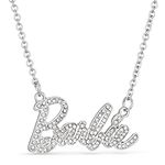 Barbie Crystal Script Logo Necklace (Silver)