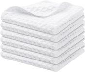 Homaxy Premium Microfiber Waffle Weave Kitchen Dish Cloths, 12 x 12 Inch Ultra Absorbent and Solid Color Dish Towels for Kitchen Fast Drying Dishcloth for Washing Dishes, 6 Pack, White