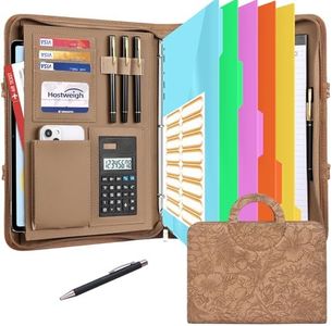 NATISERAUM Portfolio Binder - 3 Ring Binder with Handle, Vegan Leather Business Padfolio Folder with Notepad, Includes 5 Dividers with 10 Pockets for Documents Files