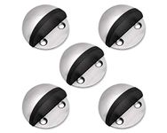 Nixnine Half Moon Stainless Steel Safety Door Stopper Floor Mount Half Dome Door Stopper, Door Stop Bumper Wall Protector with Rubber Bumper Pack of 5